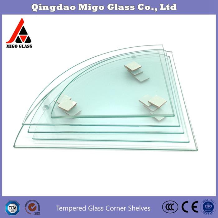 quarter circle glass shelf