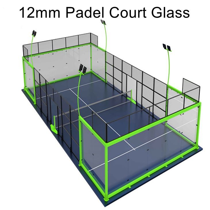 شیشه سفت شده 12 میلی متر ESG که برای دادگاه Padel استفاده می شود